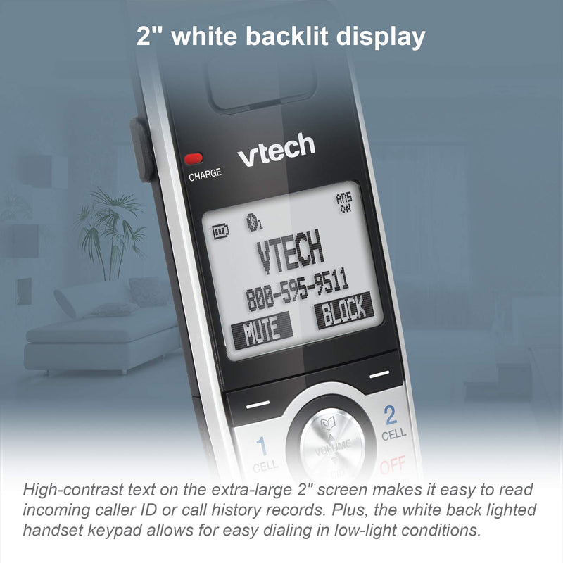  [AUSTRALIA] - VTech IS8101 Accessory Handset for IS8151 Phones with Super Long Range up to 2300 Feet DECT 6.0, Call Blocking, Connect to Cell, Headset jack, Belt-clip, Power backup, Intercom and Expandable to 12 HS Accessory Handset with Super Long Range