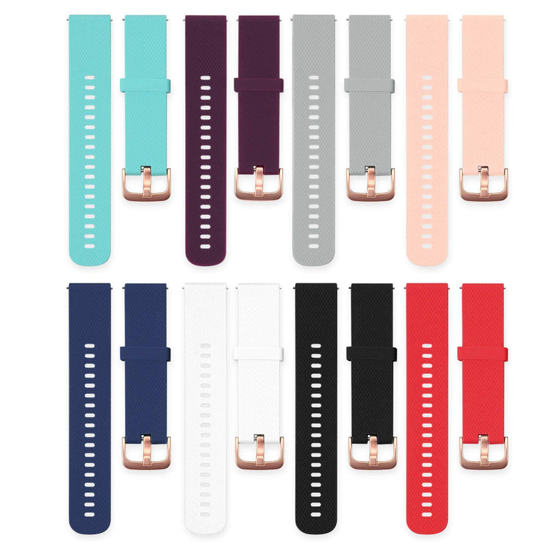  [AUSTRALIA] - TECKMICO 8PCS Bands Compatible with Garmin Venu,20mm Silicone Replacement bands with Rose Gold buckle for Garmin Venu/Vivoactive 3/Vivomove Luxe bands,NO Watch (8-Pack) 8-Pack
