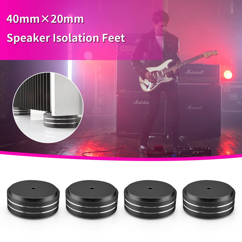  [AUSTRALIA] - Audiocrast 4X Black HiFi Speaker Isolation Stand Feet Pad Aluminum 40x20mm Audio Isolators Amplifier Shock Absorber Non-Slip Hi-End Vibration Damper Floor Protector for Subwoofer DAC CD Turntable Amp