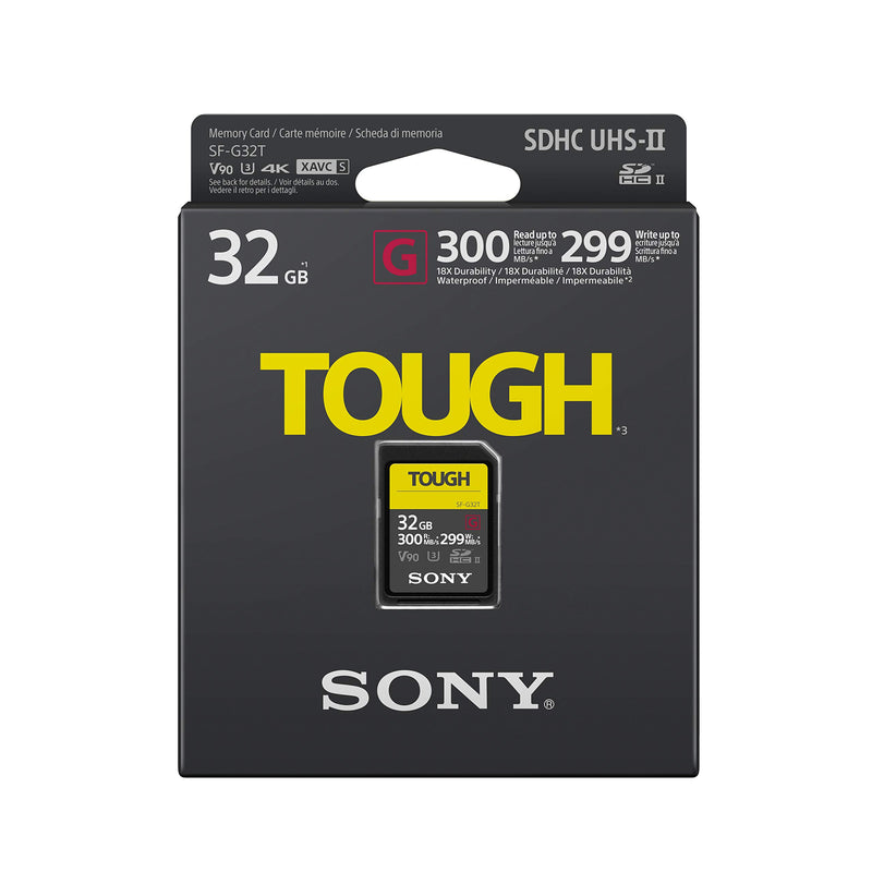  [AUSTRALIA] - Sony SF-G32T/T1 Tough High Performance SDXC UHS-II Class 10 U3 Flash Memory Card with Blazing Fast Read Speed up to 300MB/s, 32GB Black