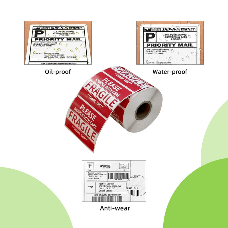 Anylabel 3 x 2 inch Handle with Care Fragile Thank You Warning Packing Shipping Label Stickers Permanent Adhesive (2 Rolls, 1000 Labels) 2 roll - LeoForward Australia