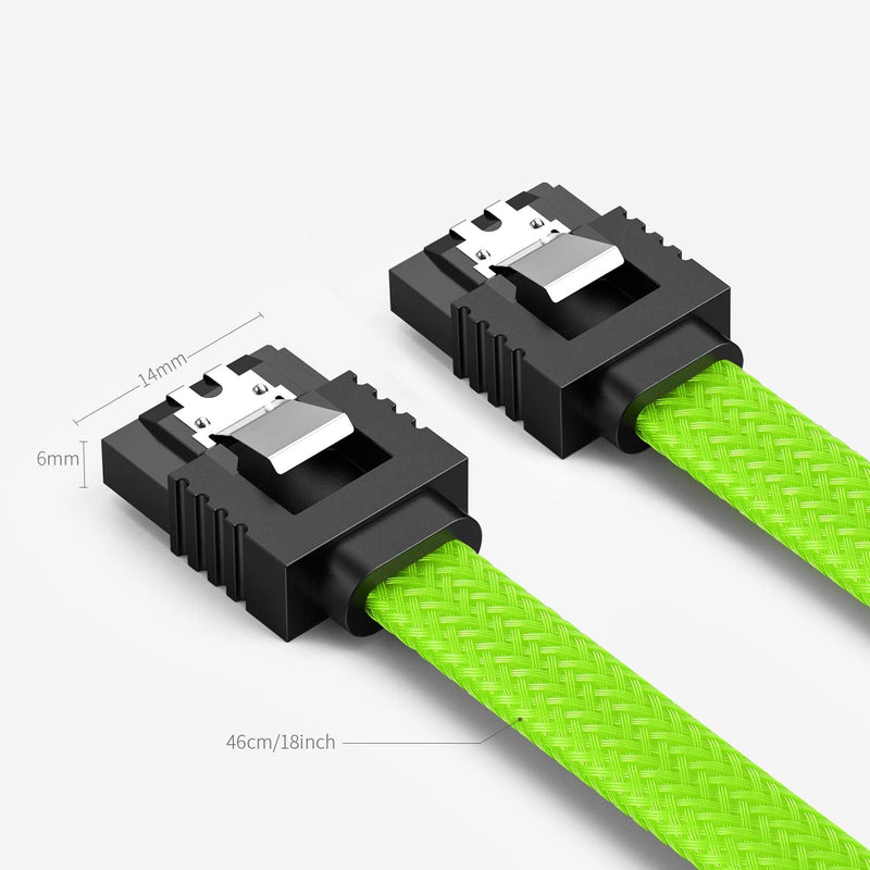  [AUSTRALIA] - QIVYNSRY 3PACK SATA Cable III 3 Pack 6Gbps Straight HDD SDD Data Cable with Locking Latch 50cm 18 Inch for SATA HDD, SSD, CD Driver, CD Writer, Green