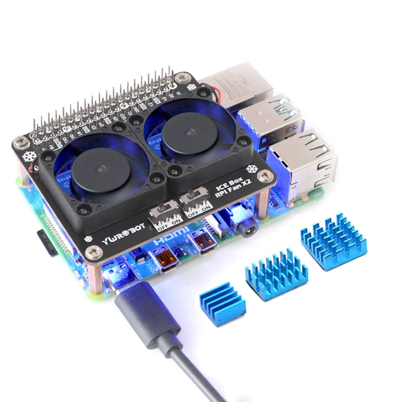  [AUSTRALIA] - MakerFocus Raspberry Pi 4B Dual Cooling Fans, Raspberry Pi 4B Heatsink kit, Raspberry Pi 4B GPIO Expansion Board DC 5V 0.2A with LED Compatible with Raspberry Pi 4B / 3B+ / 3B / 3A+