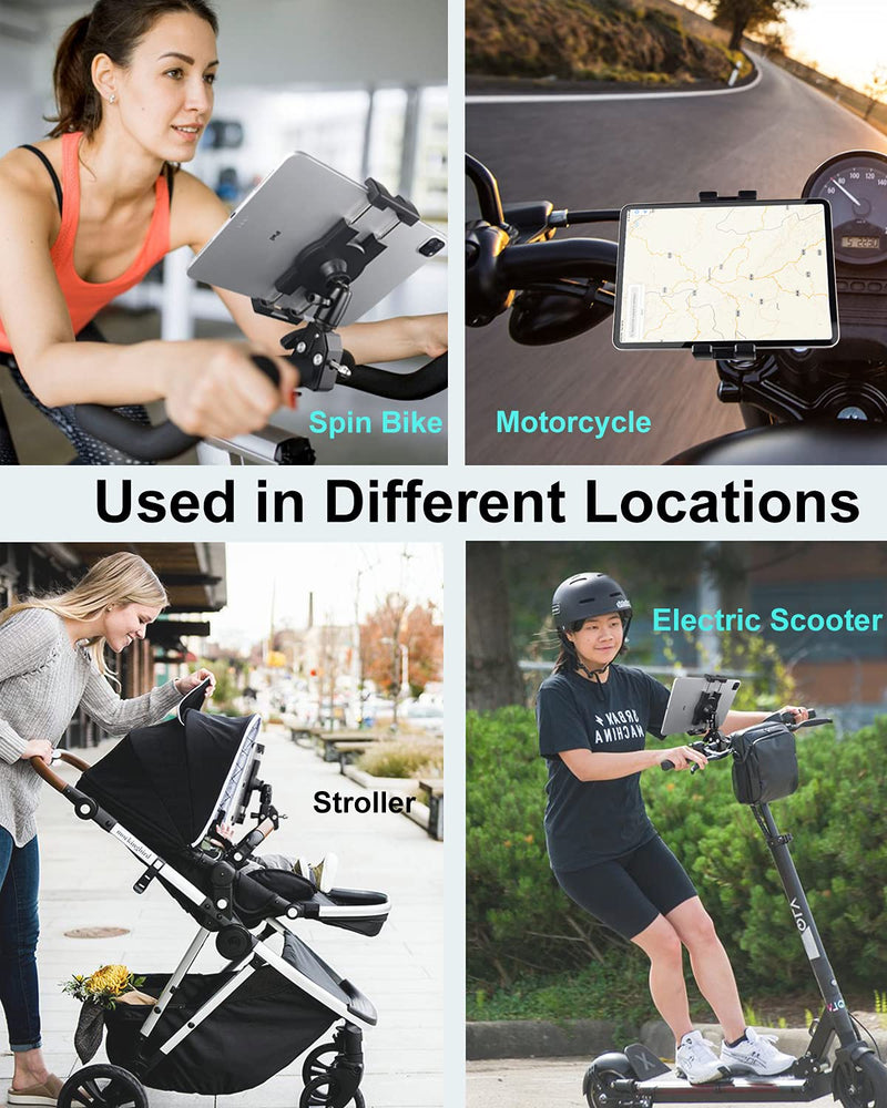  [AUSTRALIA] - Bike Tablet Mount, Aozcu Motorcycle Bicycle Tablet Holder, Metal Clamp Anti Shake Handlebar Mount with 1/4'' Screw Tip for iPad Pro 11/ Air/ Mini, Galaxy Tabs, and Fits More Phone & Camera
