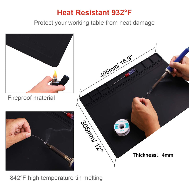 Anti Static Mat, HPFIX ESD Mat Heat Resistant with Grounding Wire and ESD Wristband, Silicone Repair Mat for Computer, PC Building, Eelectronics - LeoForward Australia