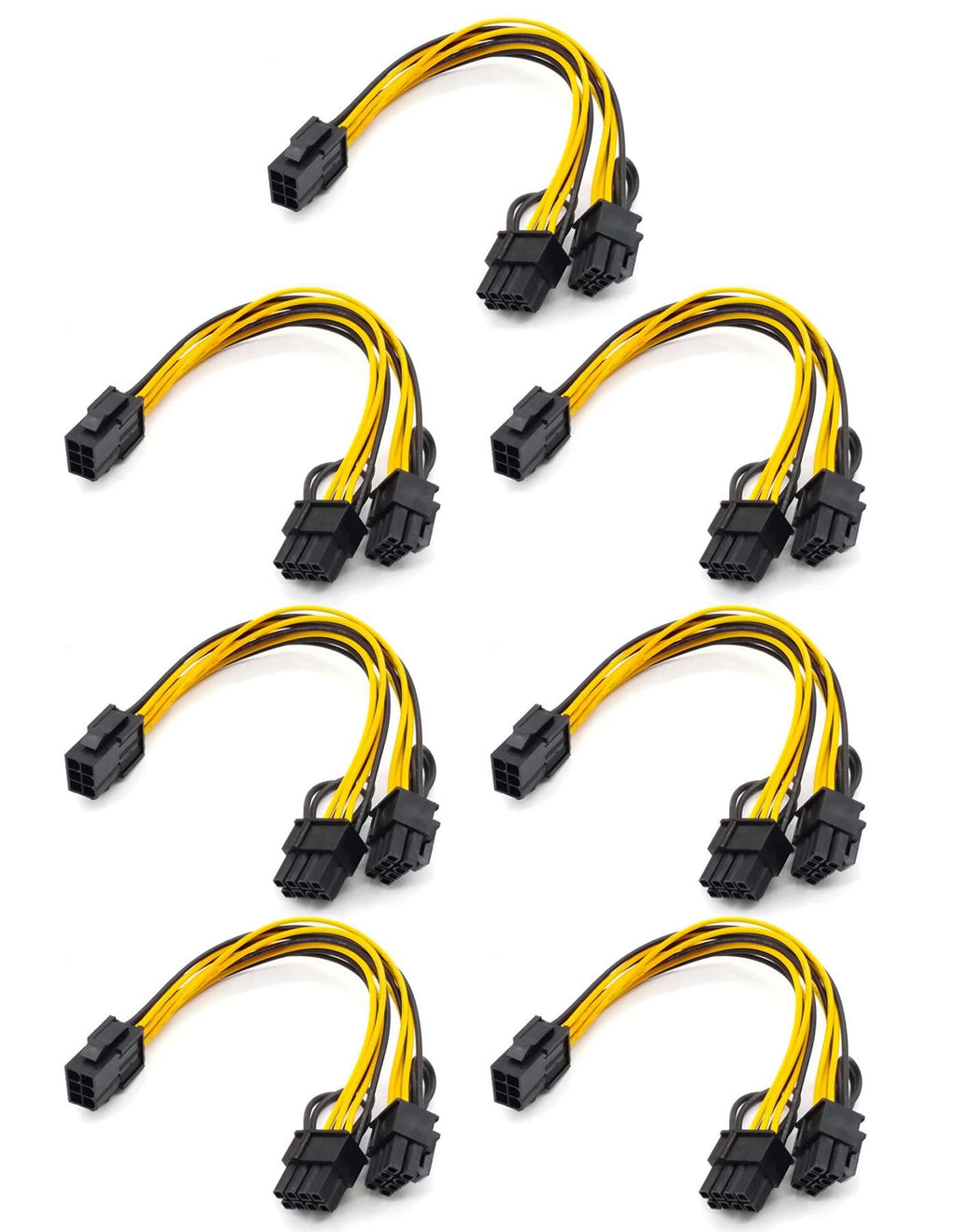  [AUSTRALIA] - Graphics Card 6 Pin to Double 8 Pin 6+2 Pin PCIE Adapter Cable line, 7-Pack 6 pin to 8 pin PCI-e Express Power GPU Video Care Cable, 9Inches / 23CM (6 pin to Double 8 pin) 7 wraps