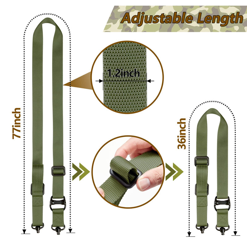  [AUSTRALIA] - Bvgeleat Rifle Sling Two Point Quick Adjustment Rifle Sling QD Sling Swivel Joint Mlok Rail Button Quick Release Sling Attachment. Green