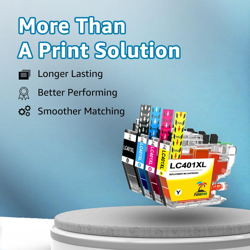  [AUSTRALIA] - Palmtree LC401XL Compatible Ink Cartridge Replacement for Brother LC401 LC 401 LC401XL LC401 XL to use with Brother MFC-J1010DW MFC-J1012DW MFC-J1170DW Printer (4 High Yield Combo Pack)