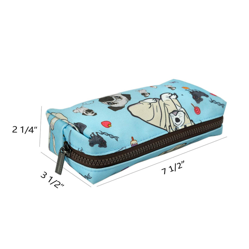 LParkin Cute Pug Dog Canvas Pencil Case Canvas Pen Bag Gadget Pouch Stationary Case Makeup Cosmetic Bag Box Blue - LeoForward Australia