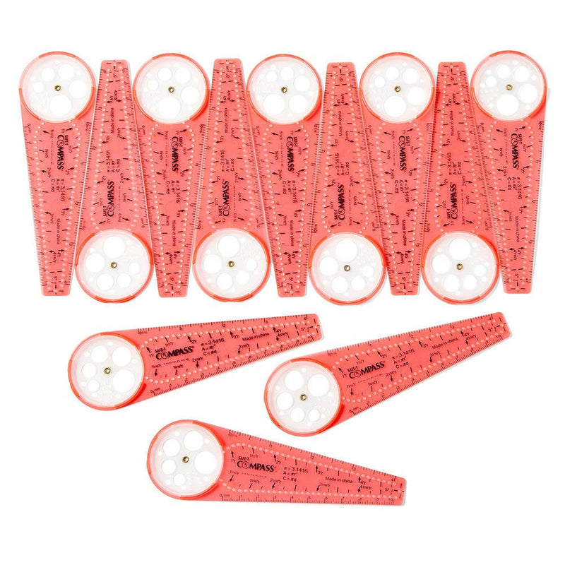 hand2mind Safe-T Compass for Kids Math, 10 in. Diameter Orange Compasses, Safety Compass for Drawing, Safety Kids School Supplies, Homeschool Supplies (Set of 12) - LeoForward Australia