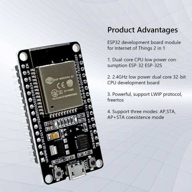  [AUSTRALIA] - Hosyond 2Pack ESP32 ESP-32S ESP-WROOM-32 Development Board CP2102 Chip Dual Core Microcontroller Compatible with Arduino