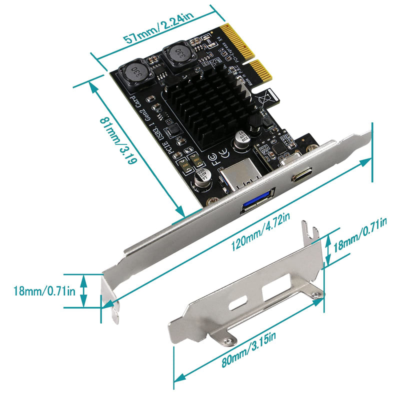  [AUSTRALIA] - FebSmart 1X USB-A & 1X USB-C 10Gbps Ports PCIE USB 3.1 Gen 2 Card for Windows Server,7.8,8.1,10(32/64),MAC OS 10.9.x,10.10.x,10.12.x,10.13.x,10.14.x,10.15.x-Build in Self-Powered Technology(FS-AC-Pro)