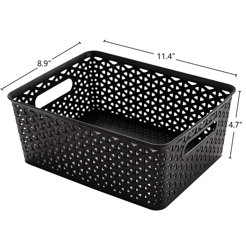  [AUSTRALIA] - Eslite Plastic Storage Baskets,11.4X8.9X4.7,Pack of 4 (Black) Black