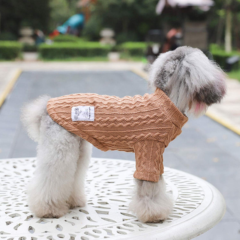 SunteeLong Small Dog Sweater Cute Knitted Classic Puppy Dog Sweaters for Small Medium Dogs Girls Boys Dog Sweatshirt Cat Sweater Clothes Warm Dog Winter Coat Clothes Brown XS XS(Chest:10.2", Back: 7.0") - LeoForward Australia
