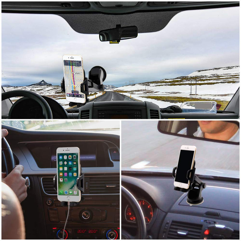  [AUSTRALIA] - Sonkir Car Phone Mount, Dashboard & Windshield Cell Phone Holder Stand with One-Touch Design 360° Rotation for iPhone, Galaxy, Google Nexus, LG, Huawei and More