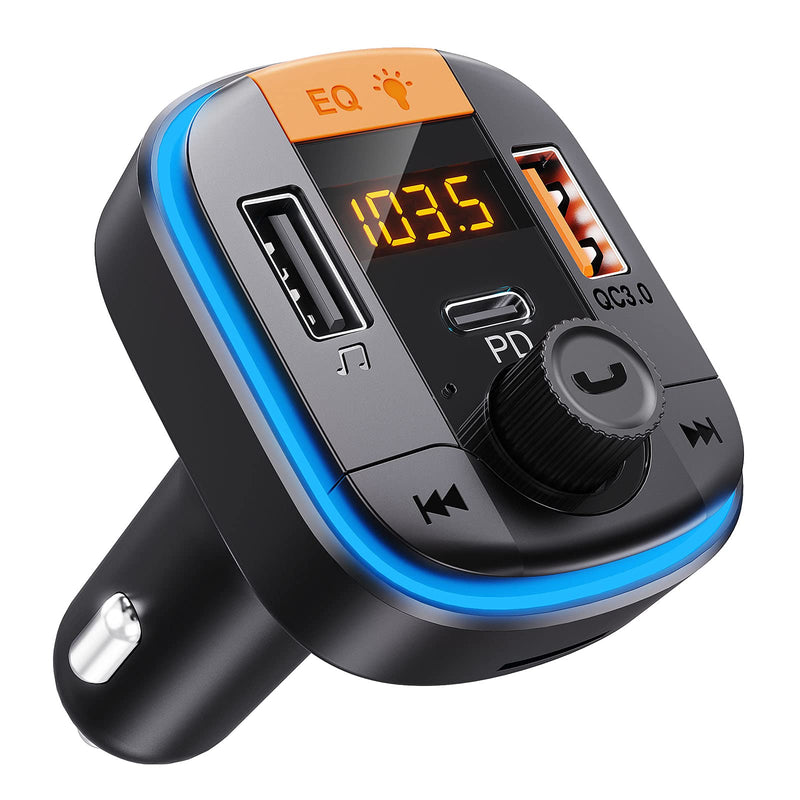  [AUSTRALIA] - Bluetooth FM Transmitter for Car - Tensun Bluetooth Car Adapter PD20W+QC3.0 Cigarette Lighter Bluetooth 5.0 Radio Receiver Music Player Car Charger Supports Hands-Free Call Siri Google Assistant