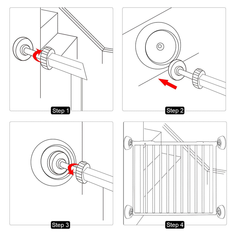  [AUSTRALIA] - 4 Pack Baby Gate Wall Protector Wall Cups for Child Pressure Mounted Stair Safety Gate, Protect Walls & Doorways from Pet & Dog Gates, Black