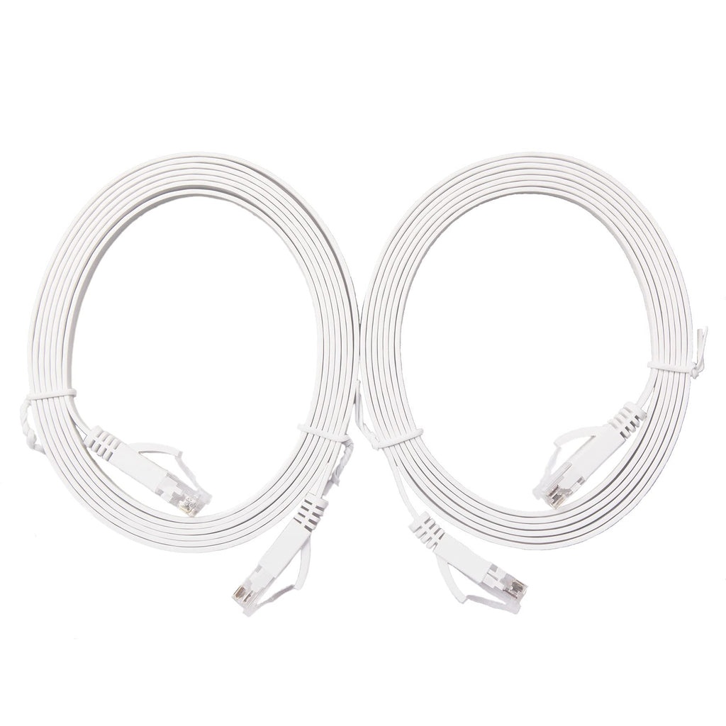  [AUSTRALIA] - Cat 6 White Flat Shielded Ethernet Network Cable (6 FT 2 Pack), REXUS High Speed 10Gbps LAN Wires Internet Patch Cable with RJ45 Connector Faster Than Cat5/Cat5e (C6F20Bx2) Cat6 - 6.6 FT * 2 PCS