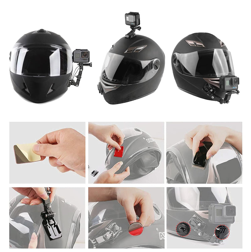  [AUSTRALIA] - Universal Action Camera Accessory Kit, 20-in-1 Grab Bag Mount Kit, Helmet Chin Mount Accessory Kit, J Hook Buckle Mount, Adhesive Mount, Sports Camera Accessory Bundle
