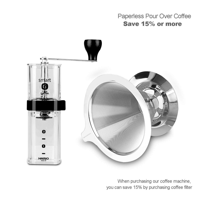  [AUSTRALIA] - Hanlomele Pour Over Coffee Filter, Paperless Reusable Coffee Filter, Pour Over Coffee Maker for Single Cup Brew, Double Mesh Design of Stainless Steel Cone Filter for Perfect Extraction.