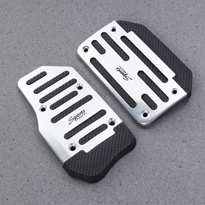  [AUSTRALIA] - Vosarea Non Slip Automatic Car Treadle Accelerator Brake Pedal Cover Footrests Set 2pcs (Silver)