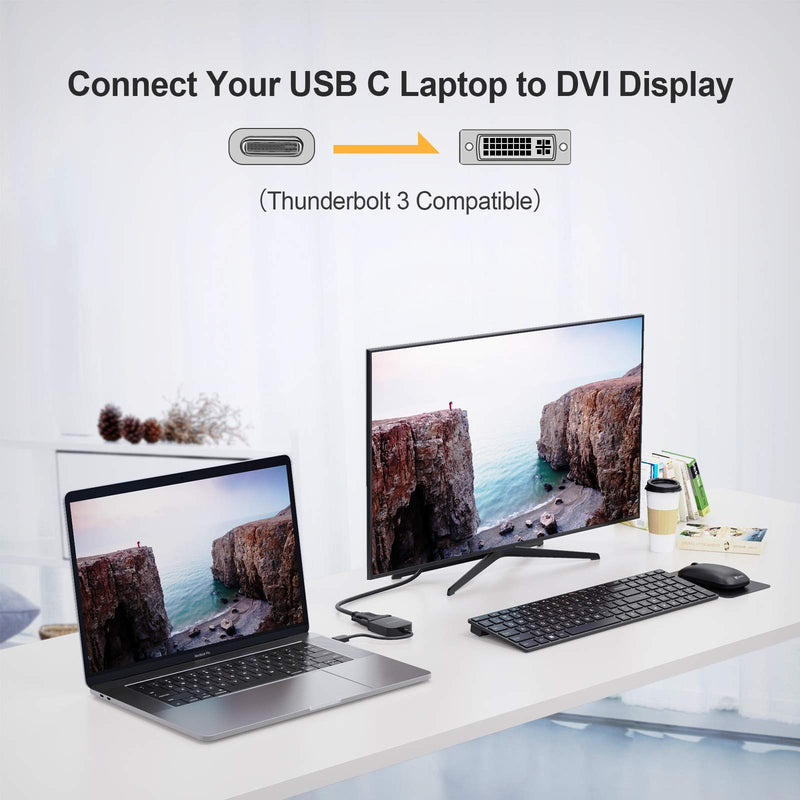  [AUSTRALIA] - USB C to DVI Adapter 1080P@60Hz, CableCreation USB-C to DVI-D Cable Adapter Compatible with MacBook Pro/Air 2020 2019, iPad Pro 2020/2018, Surface Book 2, XPS 15 13, Galaxy S20 S10 Black+ABS Shell