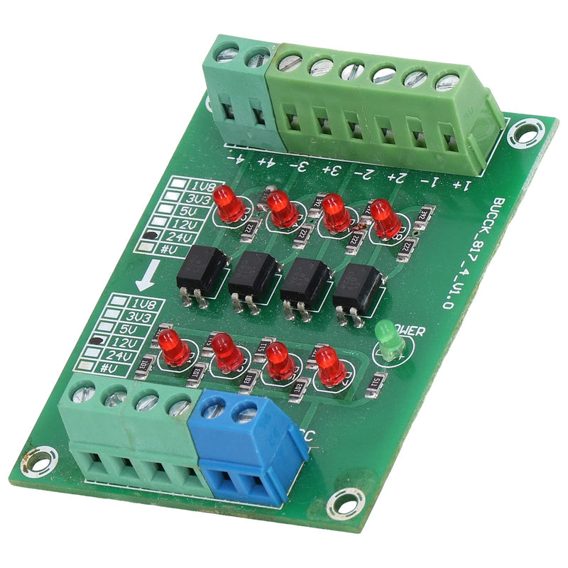  [AUSTRALIA] - Fyearfly Optocoupler Isolation Card, 4-Channel Optocoupler Isolation Module 24V to 5V PLC Signal Level Voltage Converter Electrical Component, for Pnp to Npn Conversion