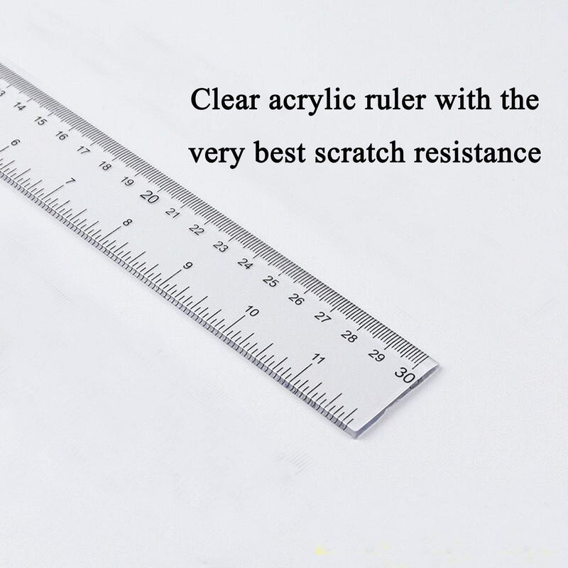  [AUSTRALIA] - 2 Pack Plastic Ruler Straight Ruler Clear See Through Measuring Acrylic Tool for Student School Office with Centimeters and Inches(6 Inch+12 Inch)
