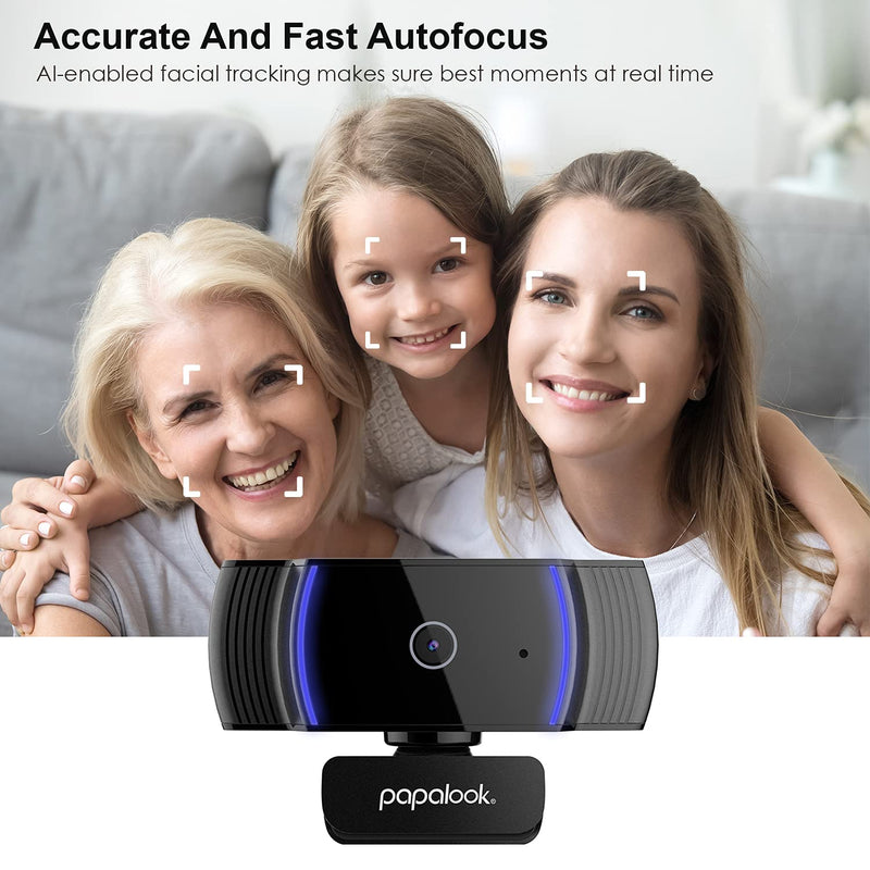  [AUSTRALIA] - PAPALOOK AF925 1080p Autofocus Webcam with Microphone, Full HD Video Calling and Conferencing, Plug and Play, Works with Skype, Zoom, FaceTime, Hangouts, PC/Laptop/MacBook/Tablet