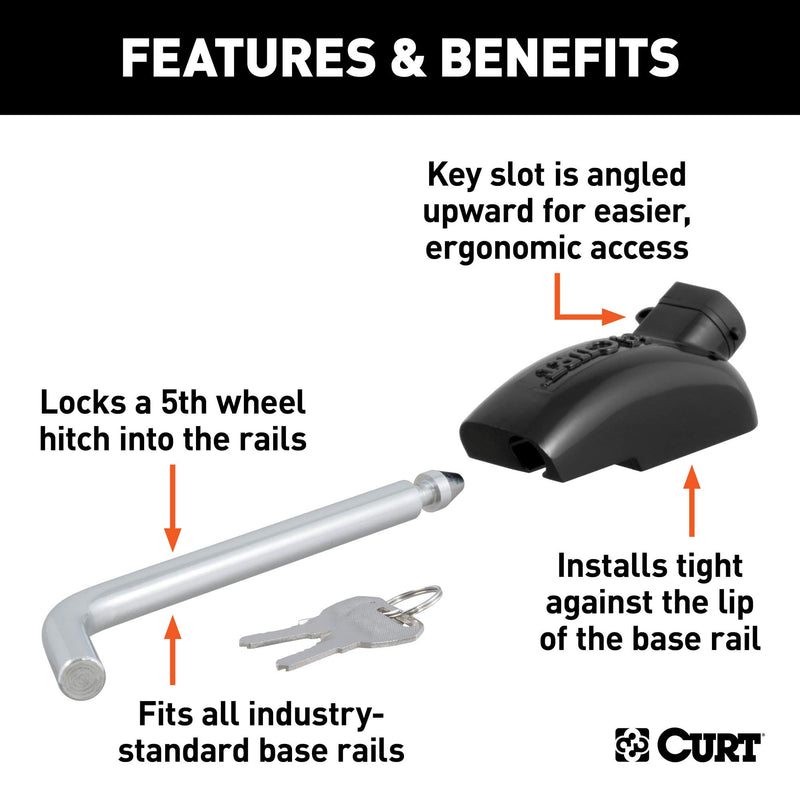  [AUSTRALIA] - CURT 23256 5th Wheel Base Rail Lock, 1/2-Inch Pin Diameter, Fits All Industry-Standard Rails