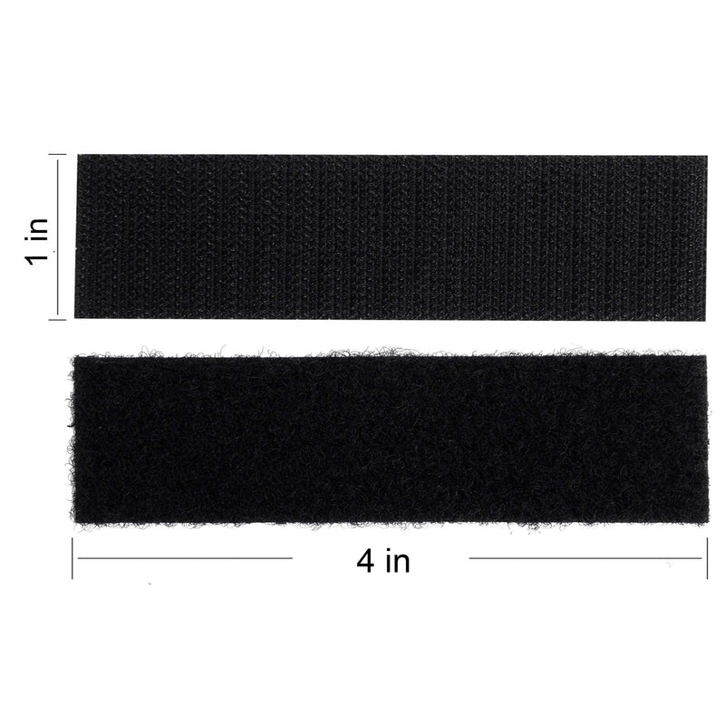  [AUSTRALIA] - Melsan 1x4 inch Hook and Loop Strips with Adhesive - 15 Sets, Strong Back Adhesive Fasten Mounting Tape for Home or Office Use - Instead of Holes and Screws, Black 1 inch x 4 inch-15 Sets