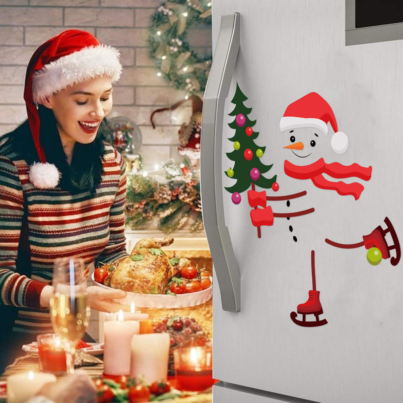  [AUSTRALIA] - Snowman Refrigerator Magnets Set of 15,DIY Cute Funny Fridge Magnet Refrigerator Stickers for Garage Door Christmas Decorations(Large)
