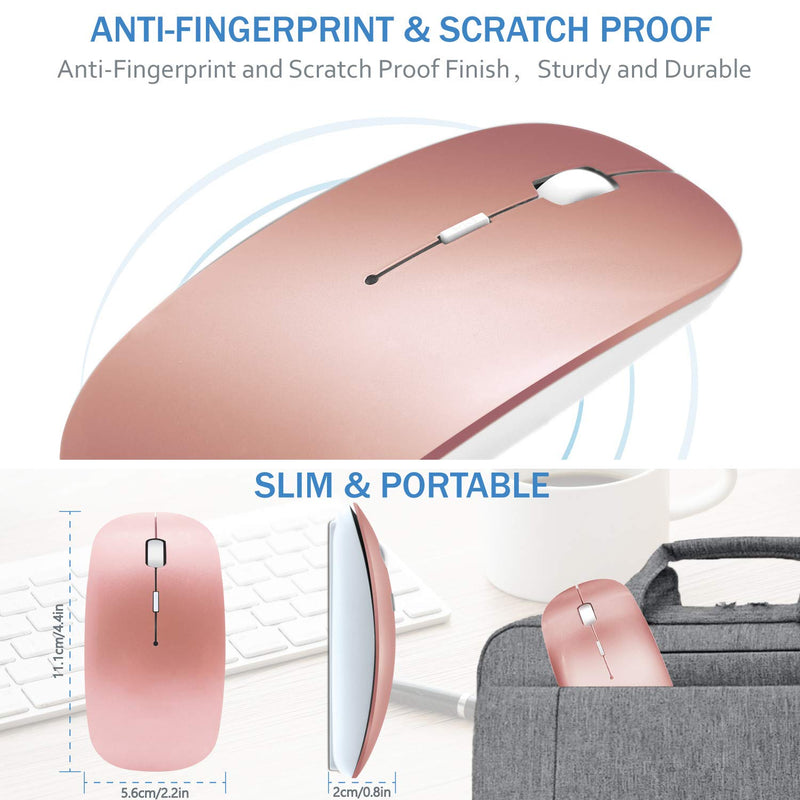 Bluetooth Wireless Charger Computer Mouse for MacBook Air Mac Pro Laptop Ipad Pad PC The Laser Optical Rechargeable Mini Slim Silent Mice is Replacement Wired Widely Used Desktop Hp iMac (Rose Gold) 2.Bluetooth Mouse (Rose Gold) - LeoForward Australia