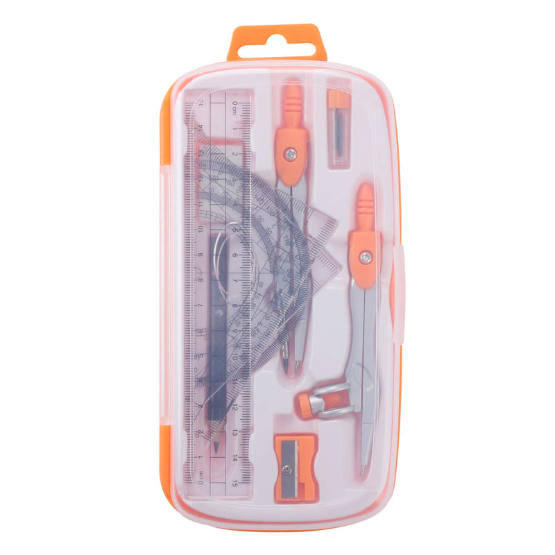 Unjoo Math Geometry Kit Sets 10 Piece Student Supplies with Shatterproof Storage Box,Includes Rulers,Protractor,Compass,Eraser,Pencil Sharpener,Lead Refills,Pencil,for Drafting and Drawings（Orange） Orange - LeoForward Australia