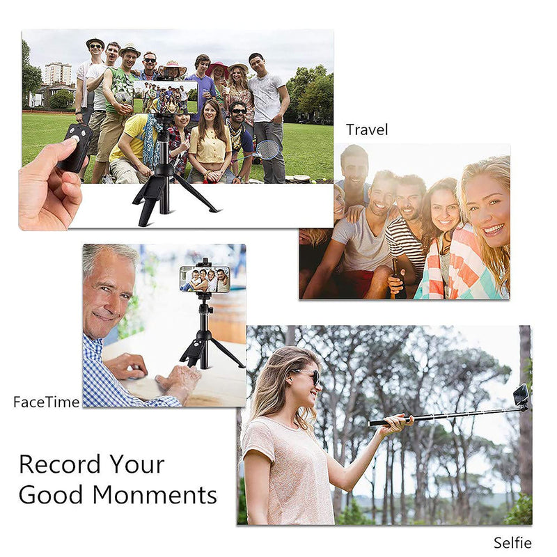  [AUSTRALIA] - Portable 40 Inch Aluminum Alloy Selfie Stick Phone Tripod with Wireless Remote Shutter Compatible with 14 13 12 11 pro Max Xr X 8 7 6 Plus, Android Smartphone black