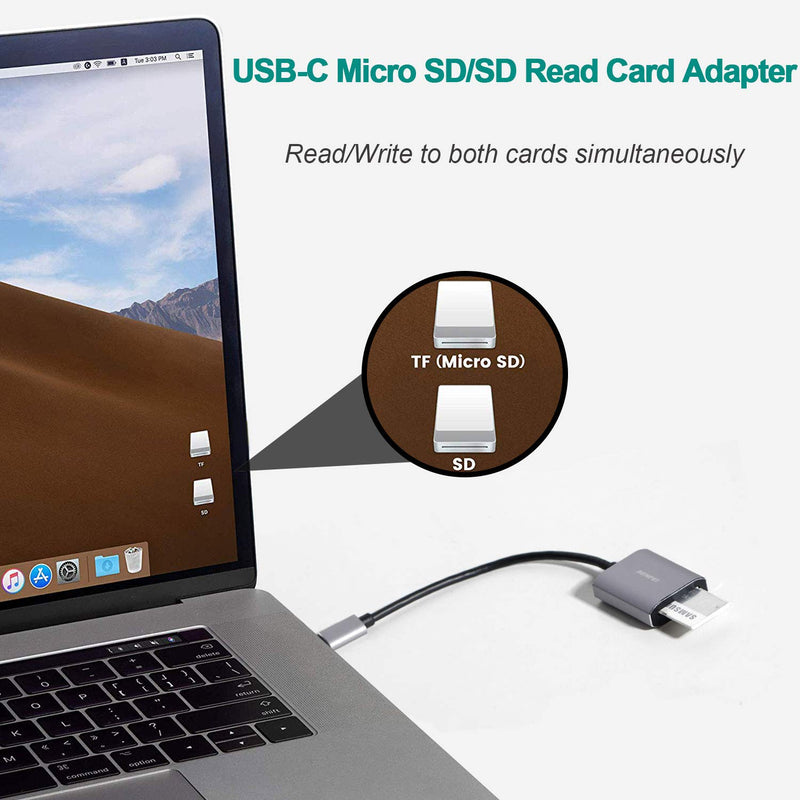 SD Card Reader, BENFEI 2in1 USB C to Micro SD Memory Card Reader Adapter [Aluminum Shell, High Speed] Thunderbolt 3 Compatible with Galaxy S20, MacBook Pro/MacBook Air/iPad Pro 2020, Surface Book 2 - LeoForward Australia