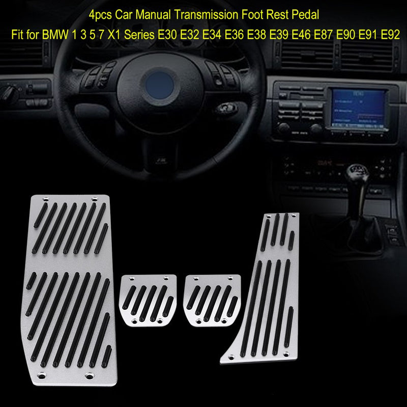  [AUSTRALIA] - Aramox Foot Rest Pedal, 4Pcs Car Manual Transmission Clutch Brake Foot Rest Pedal Pad Fitment for 1 3 5 7 X1 Series E30 E32