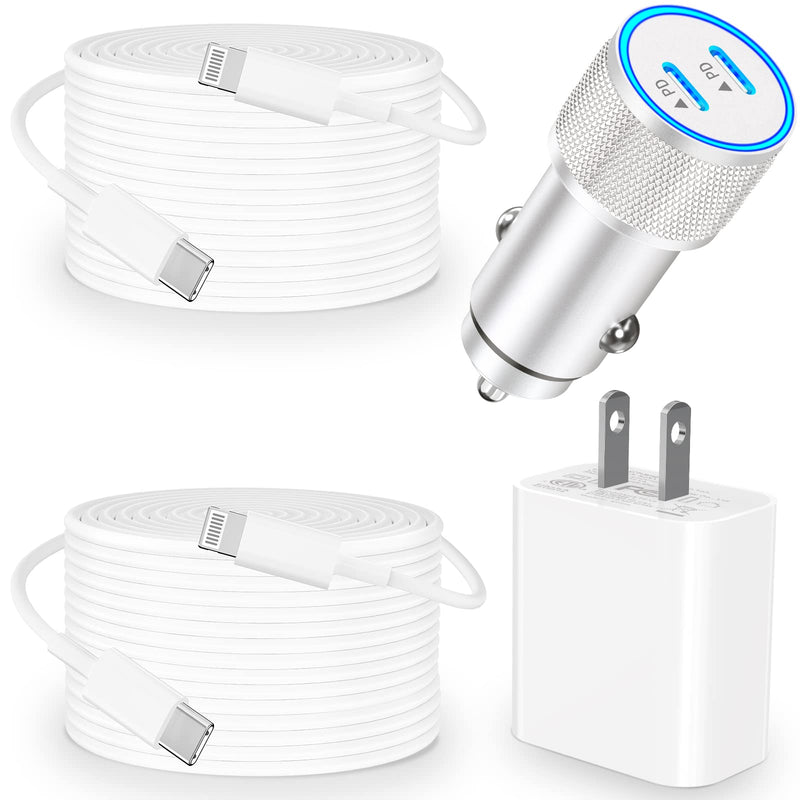  [AUSTRALIA] - BARMASO iPhone Fast Car Charger, [Apple MFi Certified] 60W Dual USB-C Power Car Charger with 2 Pack Type-C to Lightning Cord + 20W PD iPhone Charger Quick Charging for iPhone 14/13/12/11/XS/XR/SE/iPad