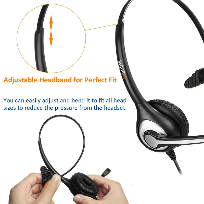  [AUSTRALIA] - Wantek Corded Office Telephone Headset RJ9 with Noise Cancelling Mic and Quick Disconnect Compatible with Polycom VVX310 VVX311 VVX410 VVX411 Shoretel 230 480 Avaya 1408 1416 5410 Mitel 5220(600QS3) Monaural F600QS3