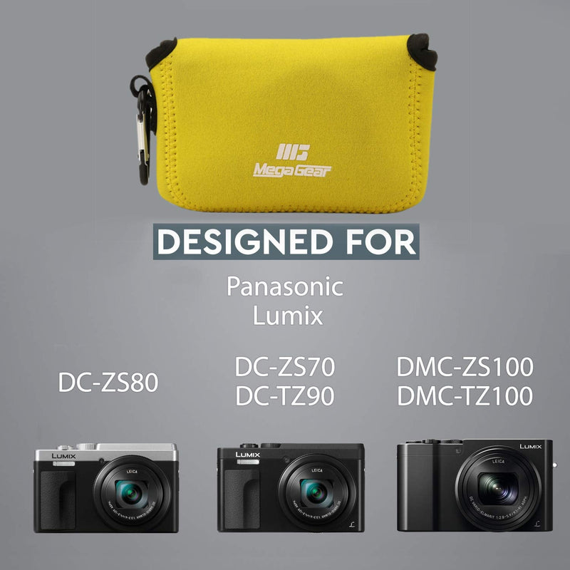  [AUSTRALIA] - MegaGear MG1846 Ultra Light Neoprene Camera Case Compatible with Panasonic Lumix DC-ZS80, DC-ZS70, DMC-ZS100 - Yellow