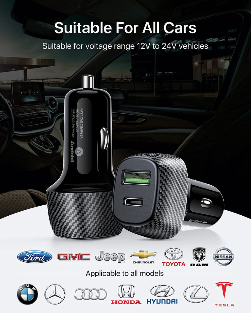  [AUSTRALIA] - [Newest & Fastest] andobil USB C Car Charger [Fast Charging & Power-Consuming APP Friendly] 38W Dual Port Car Adapter Compatible with Magsafe, iPhone 14 Pro, 14 Plus, 14 Pro Max, All iPad and iPad Pro