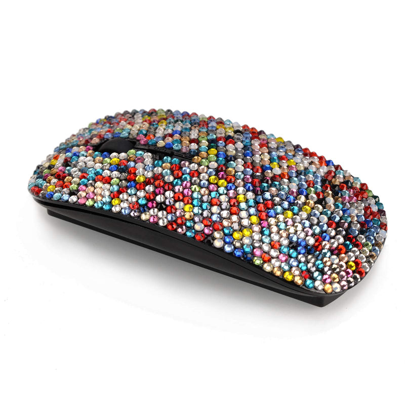 SA@ Luxury Bling Wireless Mouse with Austrian Crystal Rhinestone,Flat Slim Mouse for Laptop PC Girl's Gift (Colorful) colorful - LeoForward Australia