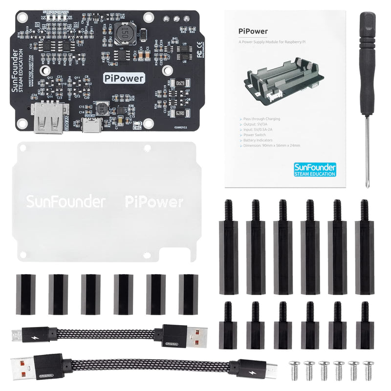  [AUSTRALIA] - SunFounder Raspberry Pi UPS Power Supply Module V2.0 Supports Pass Through Charging, 5V/3A Lithium Battery Power Pack Expansion Board Compatible with Raspberry Pi 4, 3 and All Model B/B+