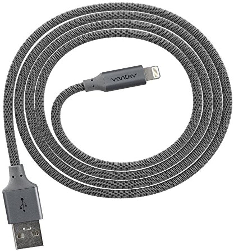 [AUSTRALIA] - Ventev ChargeSync Alloy Apple Lightning Cable | Universally Compatible with iPhone Devices, Fast Charging, Tangle-Resistant Cord, Mfi Certified, No-Fray Durability | 4Ft Steel Gray (509320)
