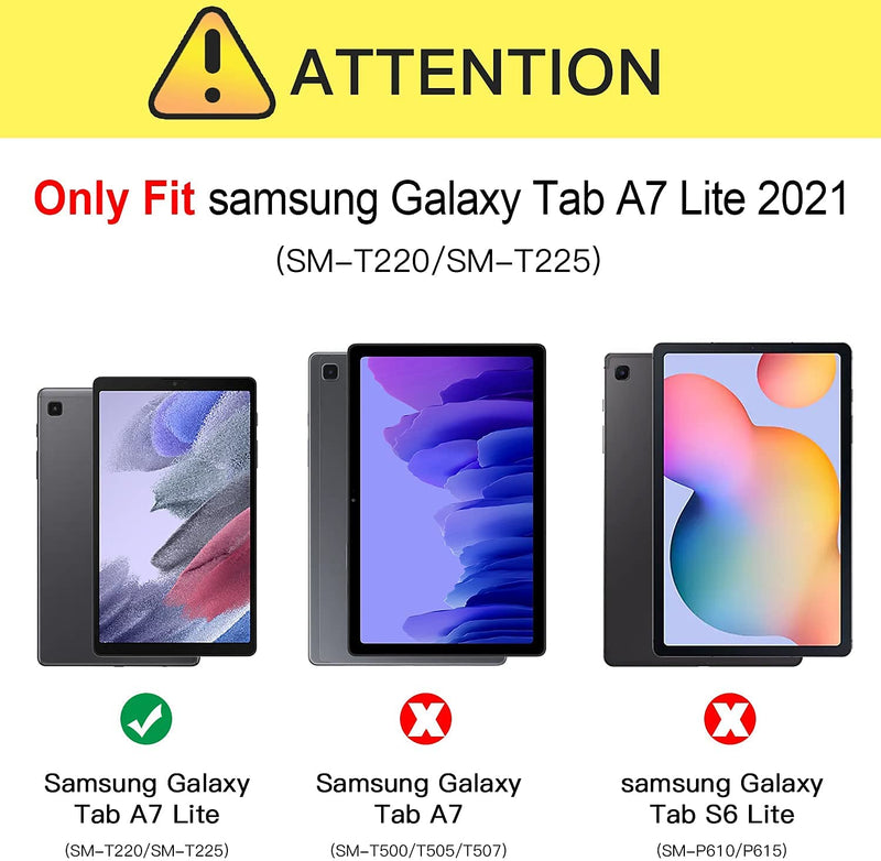  [AUSTRALIA] - Herize Samsung Galaxy Tab A7 Lite Case 2021 with Screen Protector | Tab A7 Lite 8.7 Inch Case SM-T225/T220 | Full Body Shockproof Durable Rugged Rubber Protective Case W/Hand Strap Shoulder Strap Black