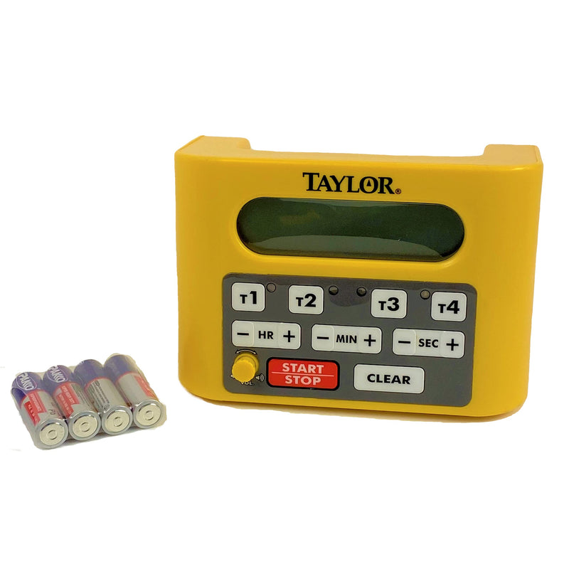 Taylor Precision Products 5839N Digital Timer, 4 Event Channel, 4.5" x 6.25", 10 -Hour for Commercial Kitchens, Yellow - LeoForward Australia