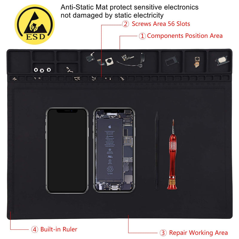 Anti Static Mat, HPFIX ESD Mat Heat Resistant with Grounding Wire and ESD Wristband, Silicone Repair Mat for Computer, PC Building, Eelectronics - LeoForward Australia