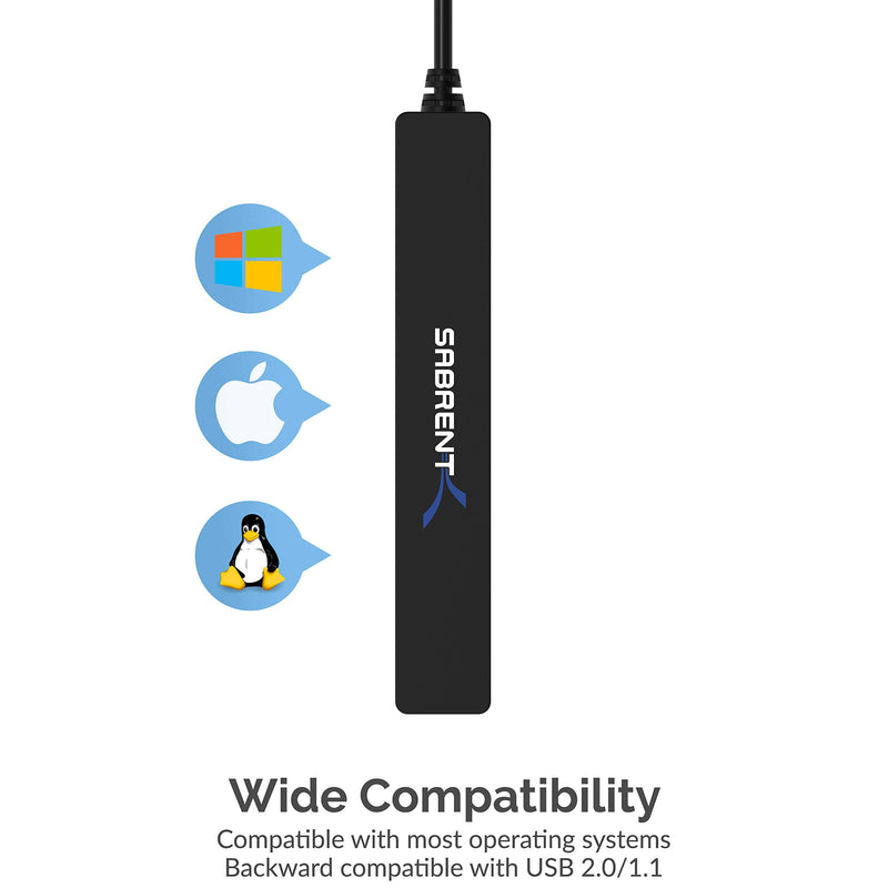 Sabrent 4 Port Portable USB 2.0 Hub (9.5" Cable) for Ultra Book, MacBook Air, Windows 8 Tablet PC (HB-MCRM) 4-Port - LeoForward Australia