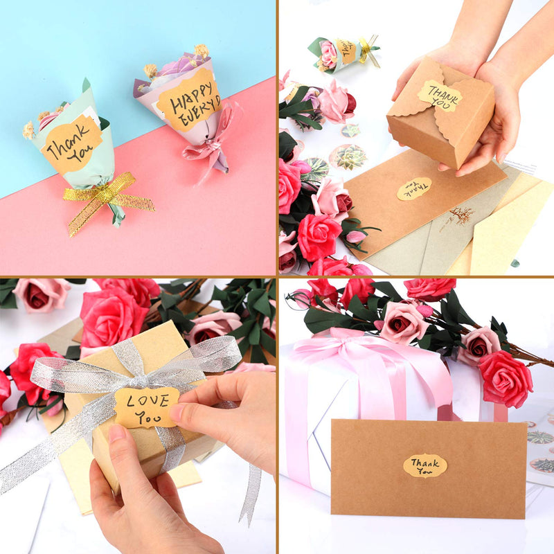 600 Pieces Kraft Paper Gift Tags Christmas Blank Tags Stickers Label Stickers Self-Adhesive Christmas Present Stickers for Gifts, Glass Bottles, 6 Styles - LeoForward Australia
