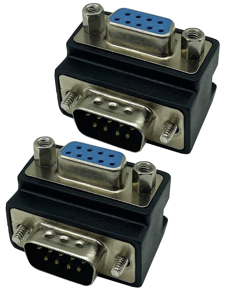  [AUSTRALIA] - Dafensoy RS232 DB9 Pin Male to Female 90 Degree Changer Coupler Adapte Connecter 2-Pack